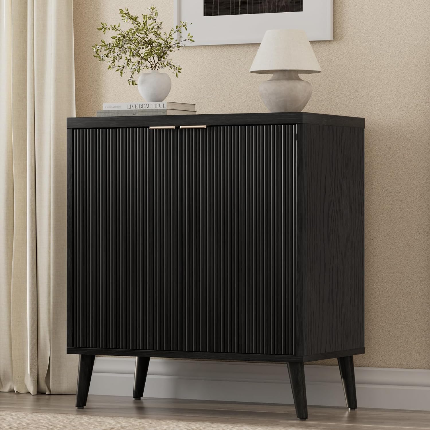 Buffet cannelé avec rangement, - Kitchen Appliances Cabinet avis et prix