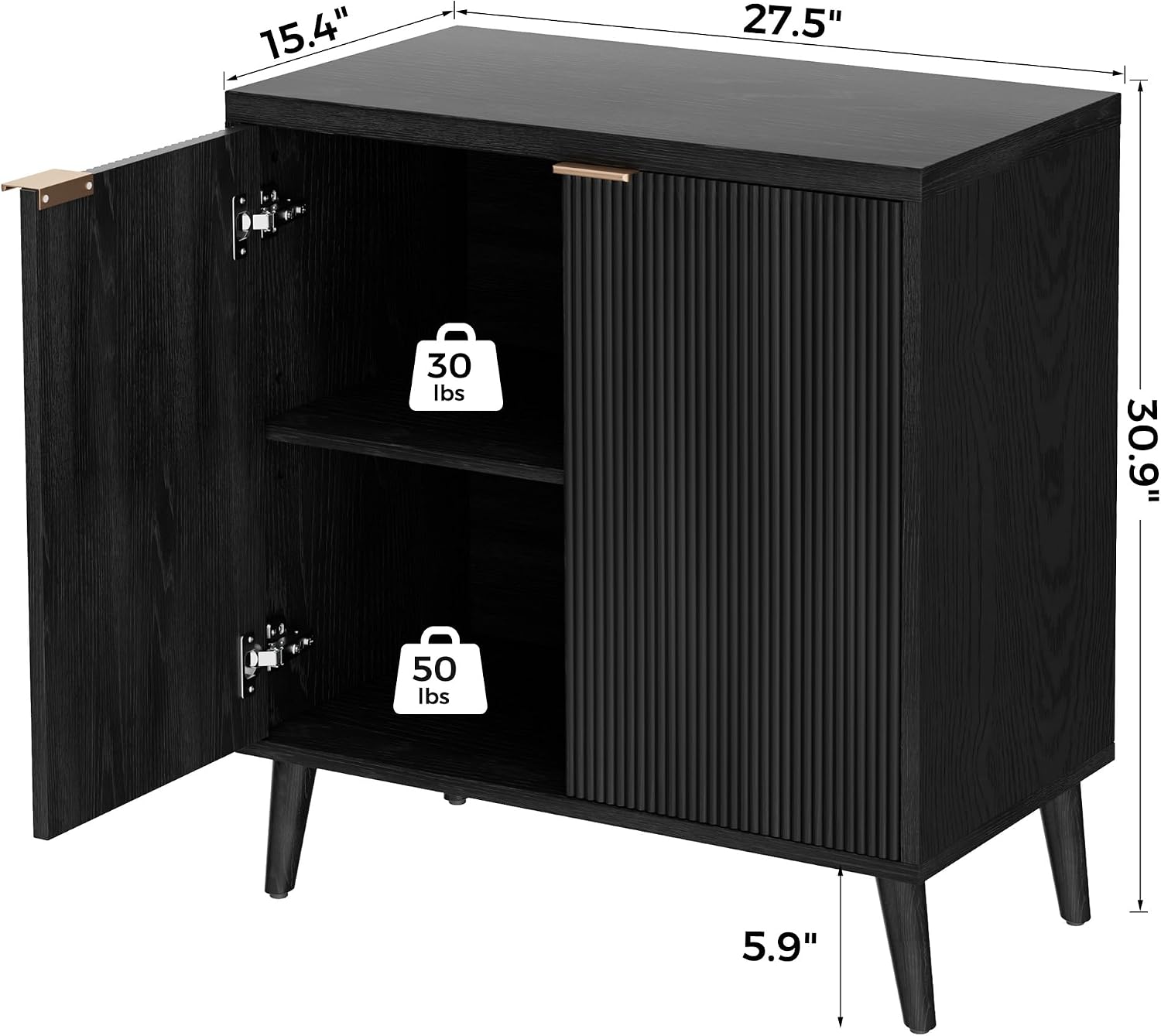 Buffet cannelé avec rangement, - Kitchen Appliances Cabinet avis et prix